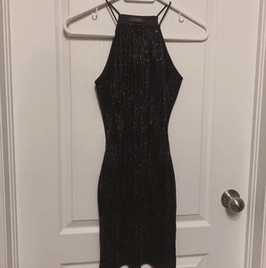Sparkly Black Velvet Bodycon Dress